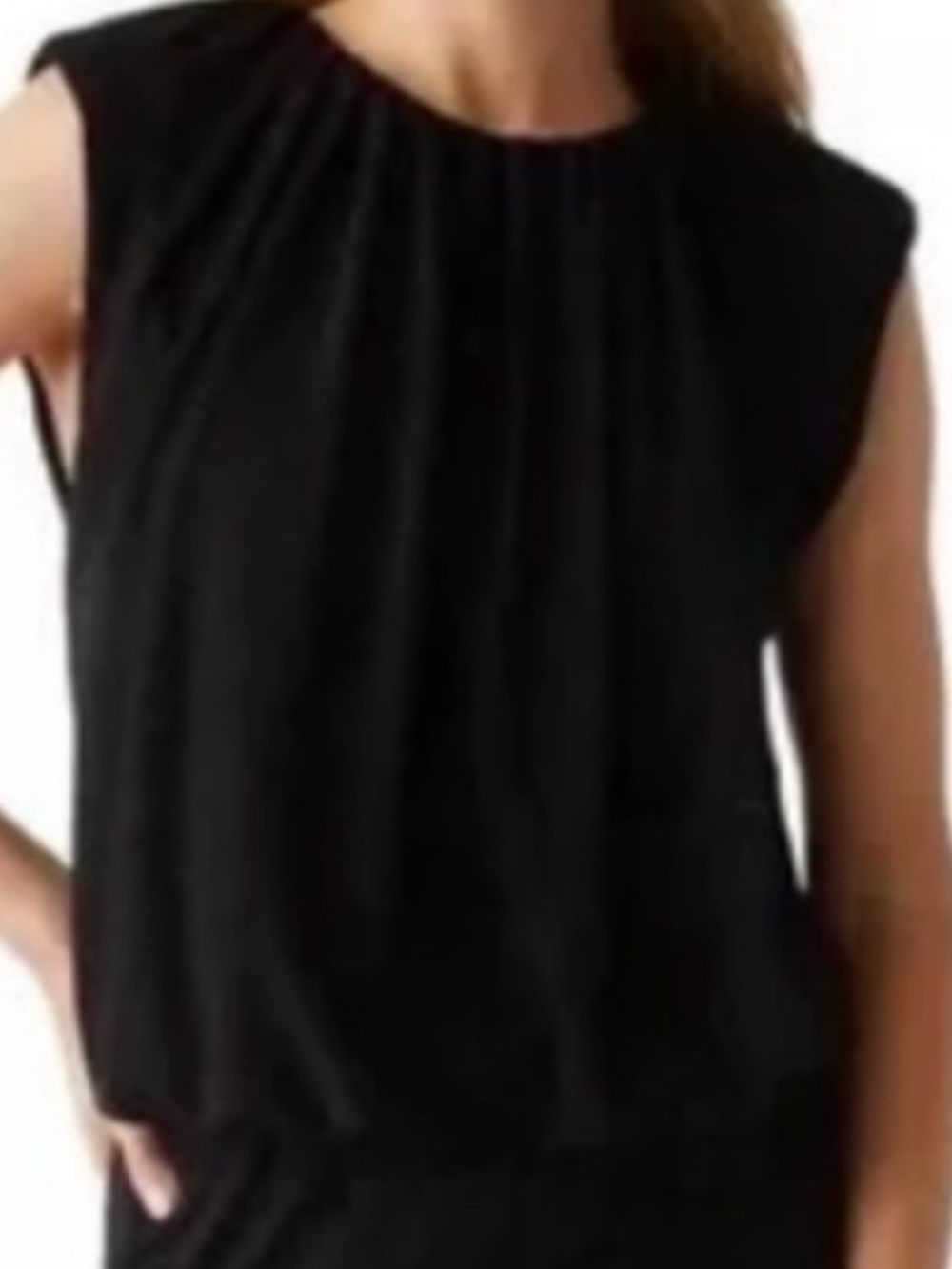 Michael Stars Black Sleeveless Pleated Crop Top